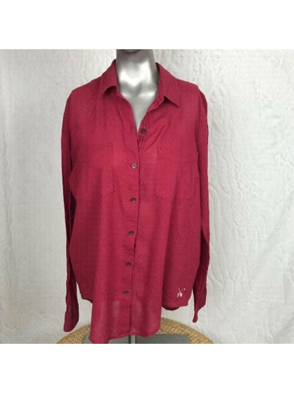 Lucky Brand  Button Up Maroon Shirt Size S